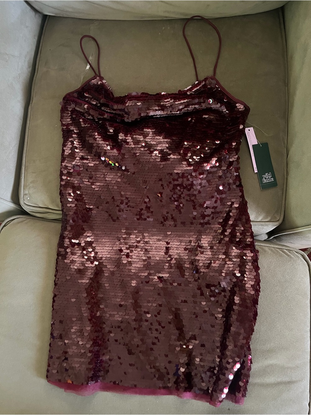 wild fable Burgundy Sequin Cowl Mini Dress